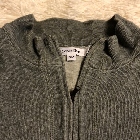 Calvin Klein light gray zip sweater/shirt XL - Picture 3 of 9